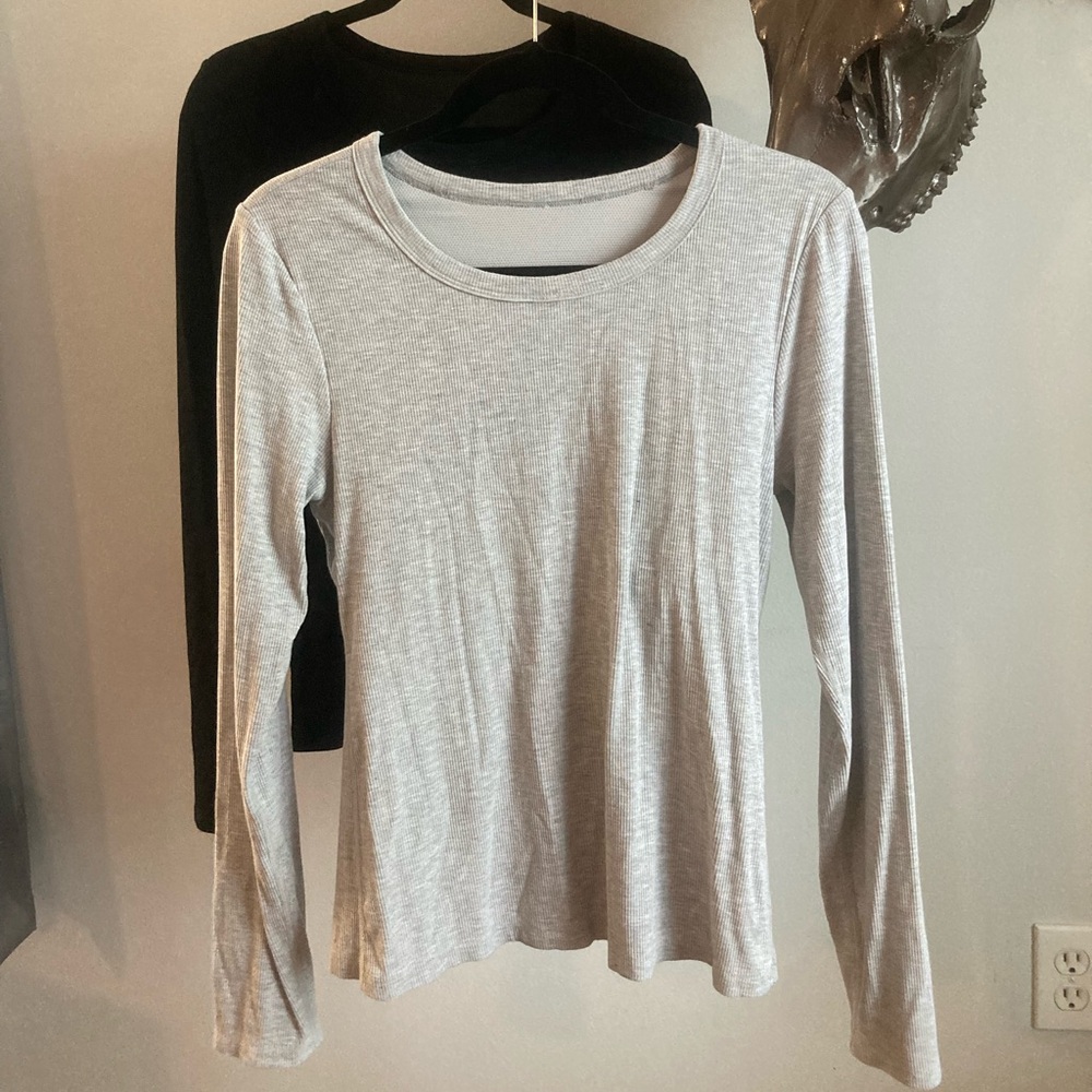 Black and Gray Long Sleeve Women's Tops